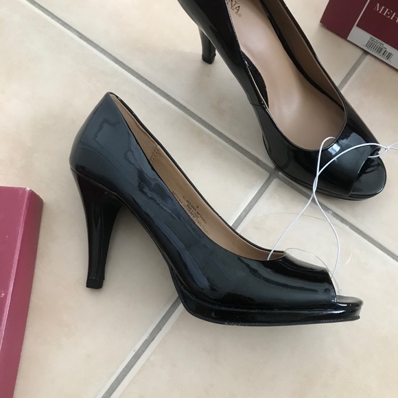 Black Peep Toe Heels - Picture 4 of 7